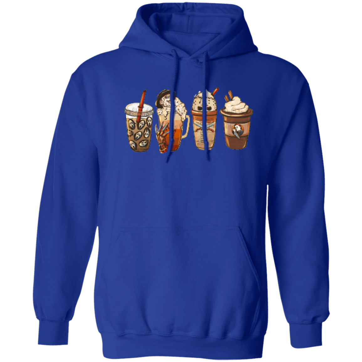 Horror Movie Halloween Coffee Late Pullover Hoodie