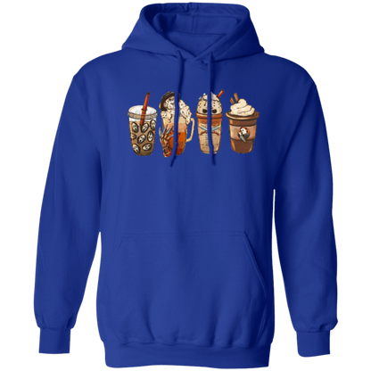 Horror Movie Halloween Coffee Late Pullover Hoodie