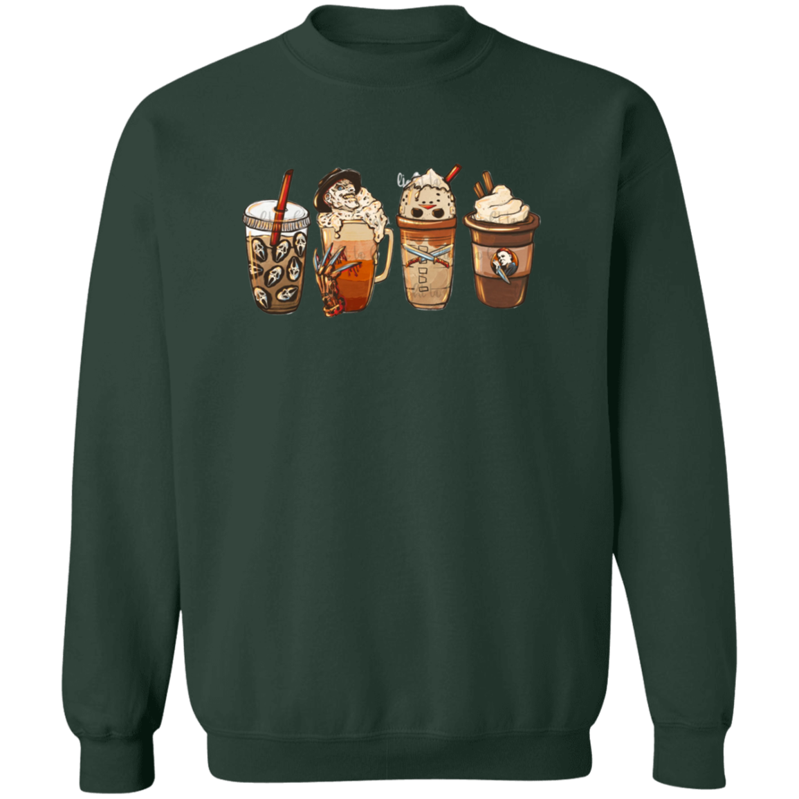 Horror Coffee Late Halloween  Pullover Crewneck Sweatshirt