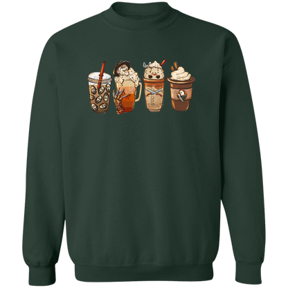 Horror Coffee Late Halloween  Pullover Crewneck Sweatshirt