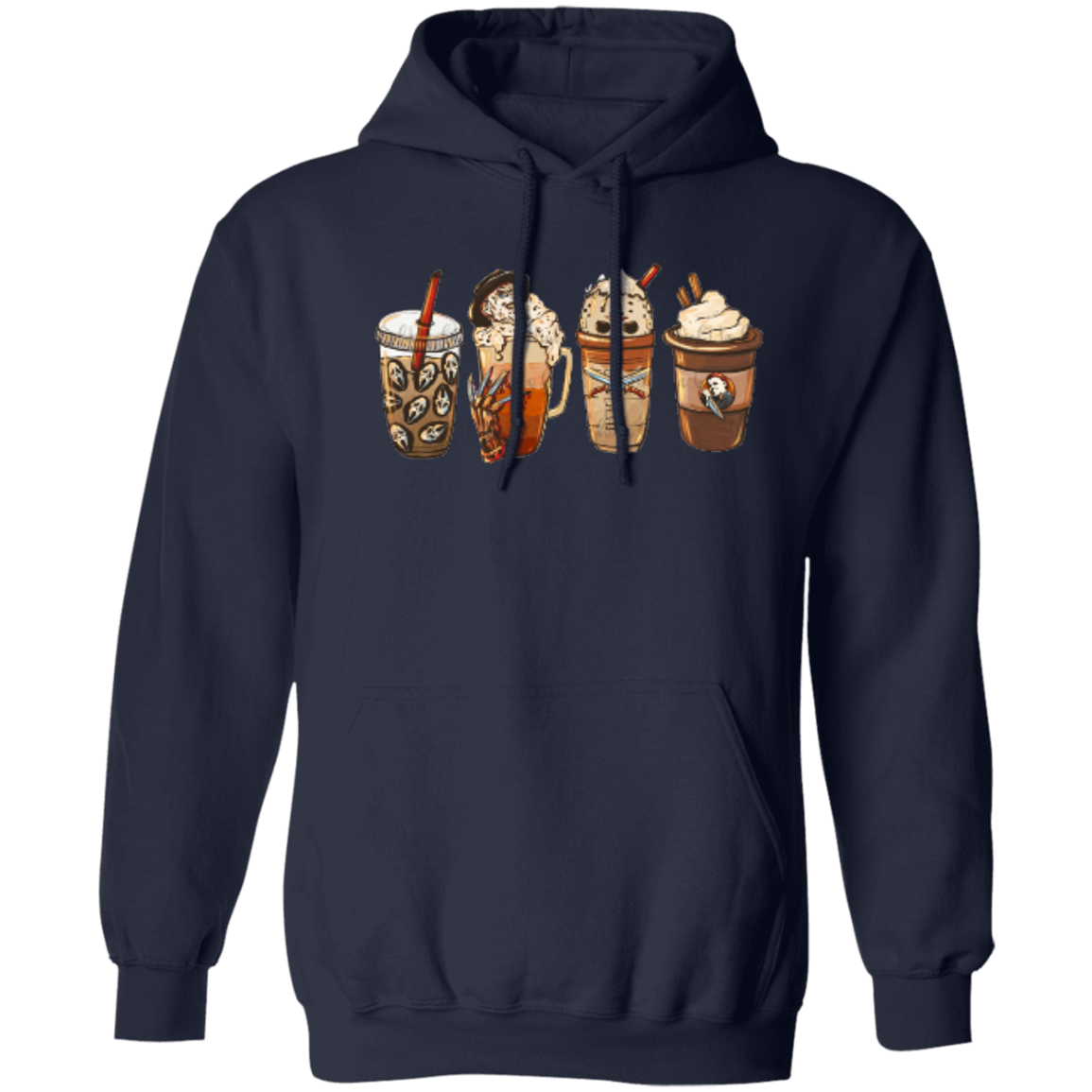 Horror Movie Halloween Coffee Late Pullover Hoodie