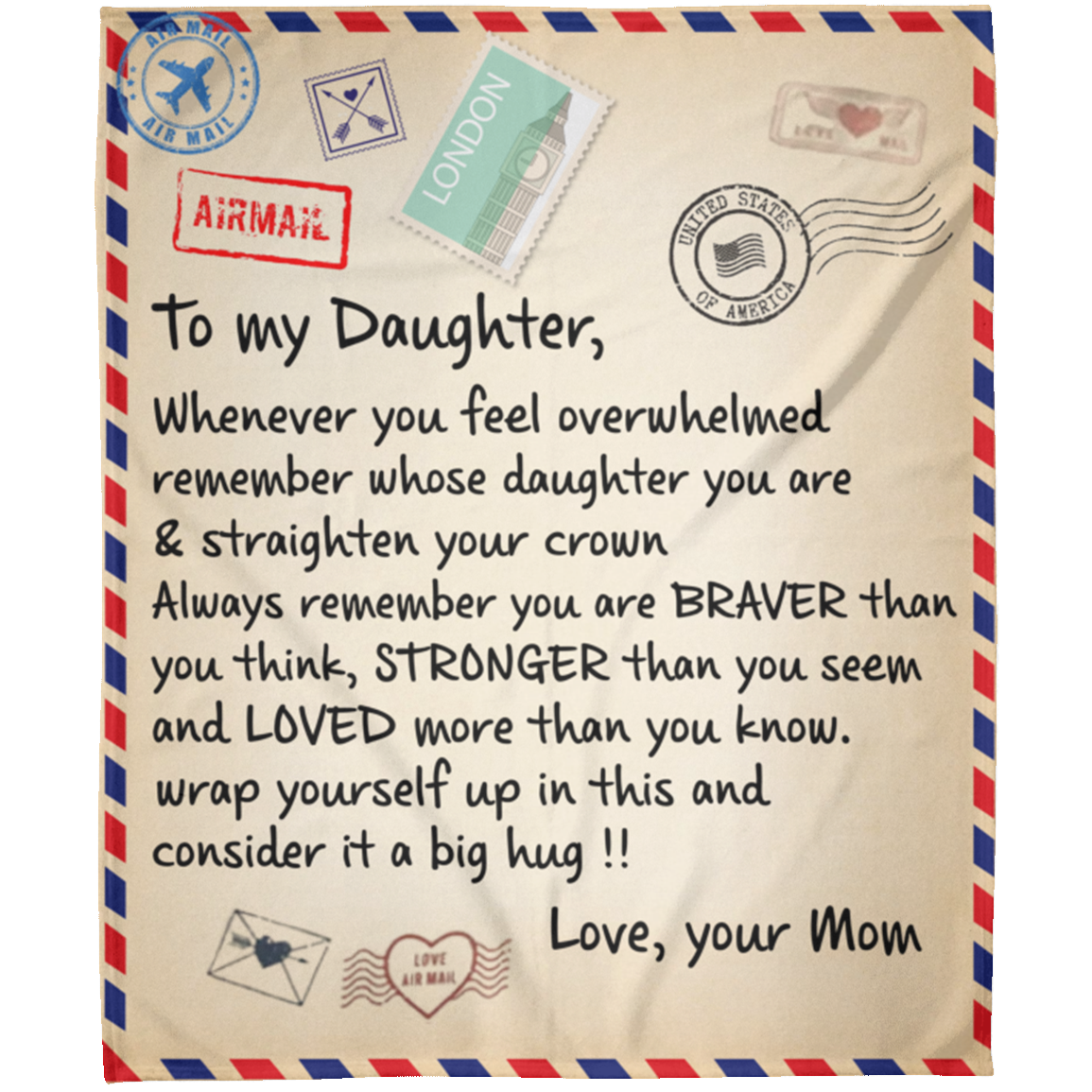 To My daughter you are Braver Cozy Blanket Gift Form Mom