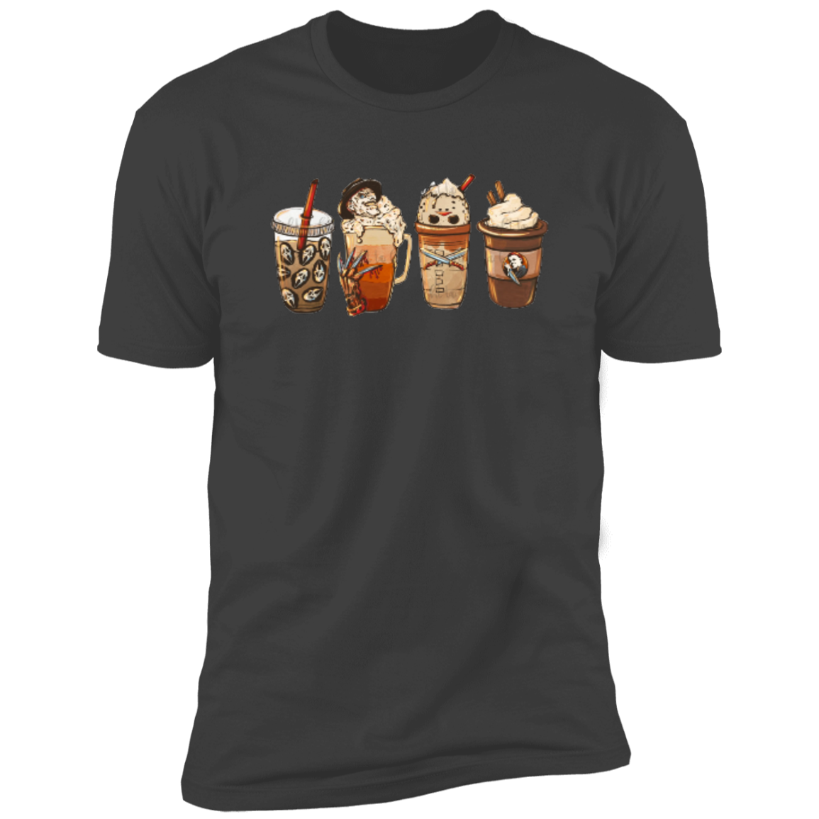 Horror Movie Halloween Coffee Late Premium Short Sleeve Tee