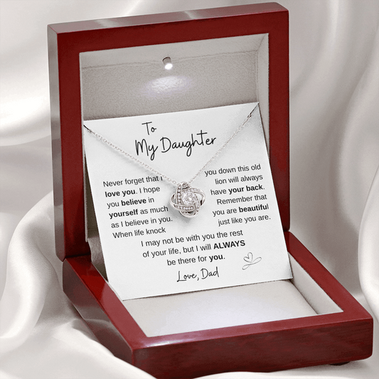 To My Daughter Never forget Love knot  Necklace from Dad